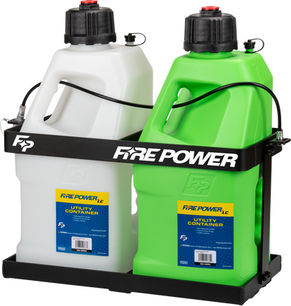 Fire Power LC 5 Gallon Utility 2 Jug Rack - Heavy Duty Aluminum with Lockable Retention Cable - Kelly Motorsports