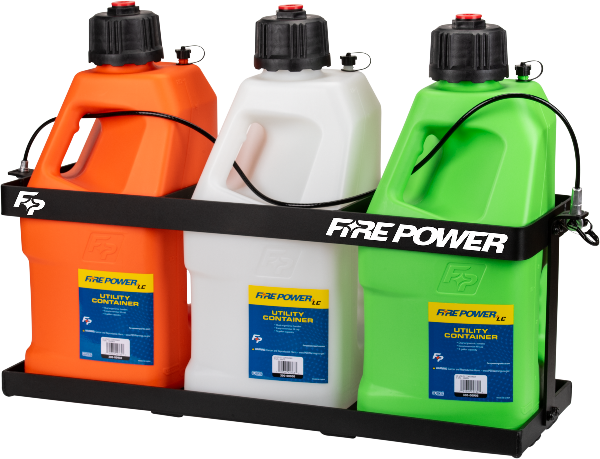 Fire Power LC 5 Gallon Utility 3 - Jug Rack for Trailers and Containers - Kelly Motorsports