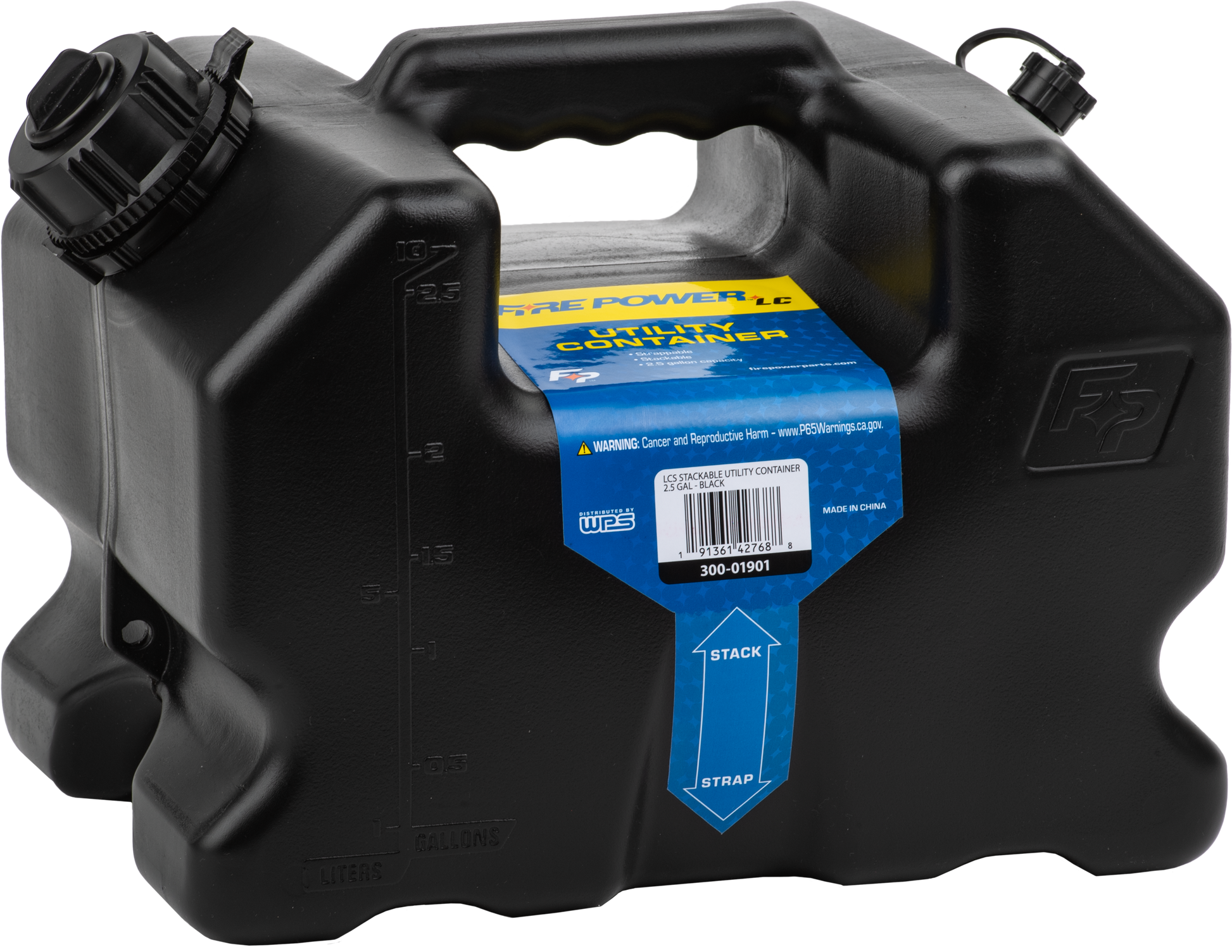 Fire Power LCS Stackable 2.5 Gallon Fuel Container - Black - Kelly Motorsports