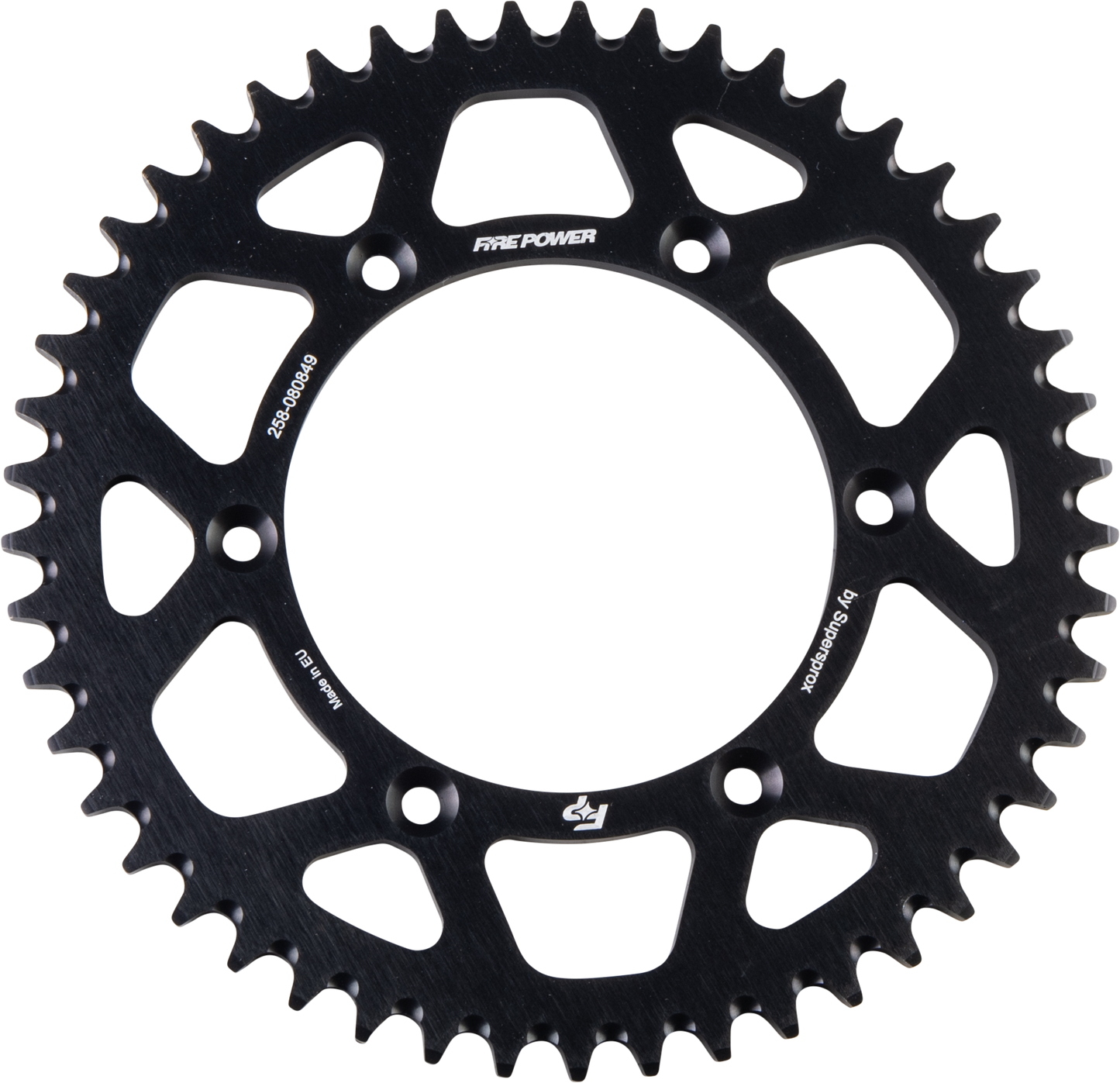 FIRE POWER Rear Sprocket Aluminum 49T for Kawasaki KLX400R (Part No. FPA - 808 - 49 - BLK) - Kelly Motorsports