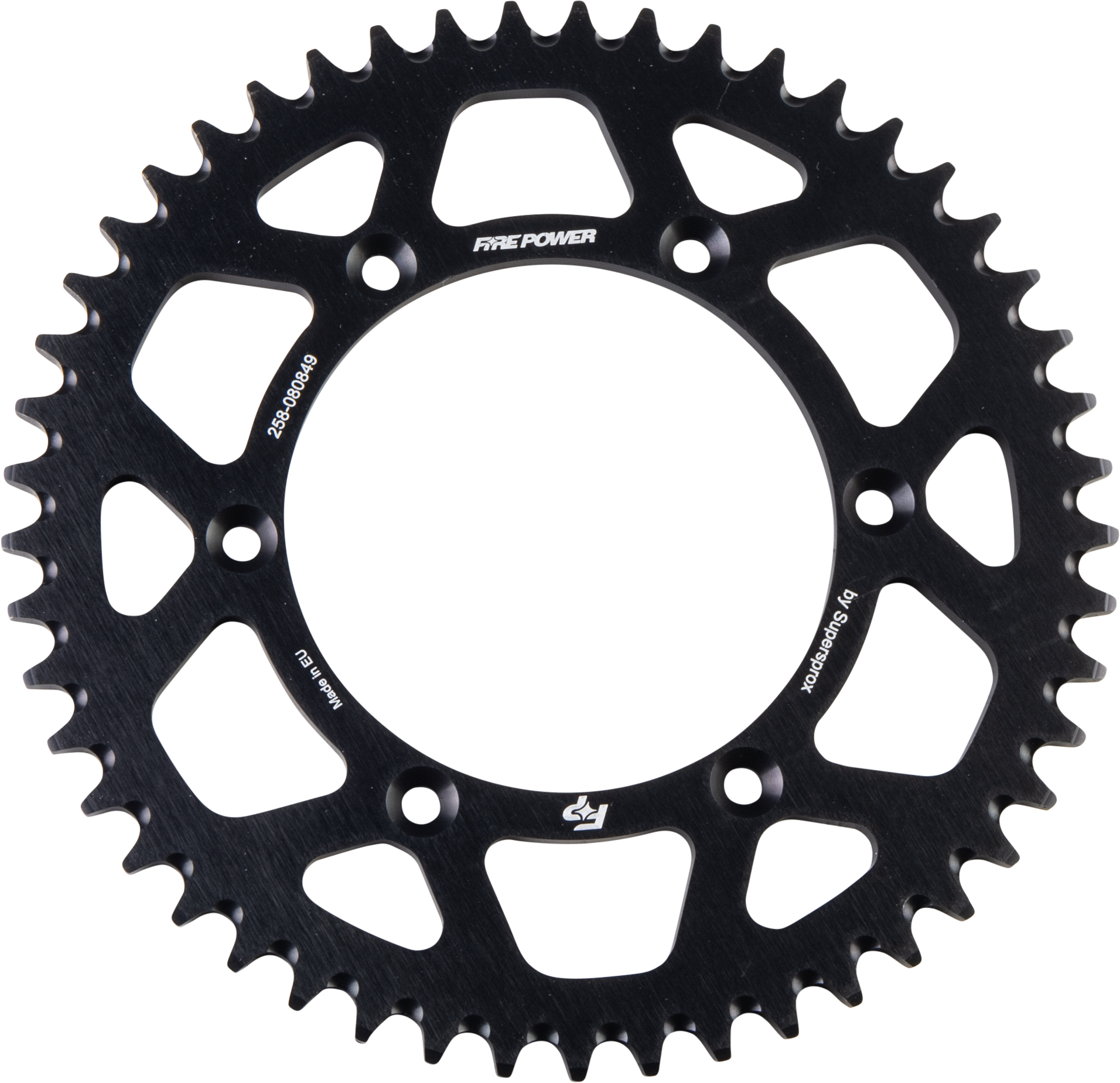 FIRE POWER Rear Sprocket Aluminum 49T for Kawasaki KLX400R (Part No. FPA - 808 - 49 - BLK) - Kelly Motorsports
