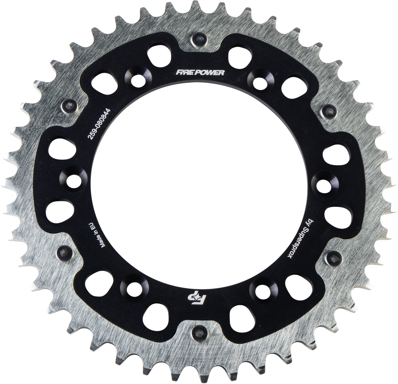 FIRE POWER Rear Sprocket Hybrid 44T Black/Silver for Kawasaki KLX400R - Part FPH - 808 - 44 - BLK - Kelly Motorsports