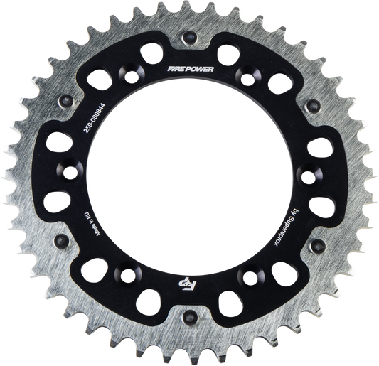 FIRE POWER Rear Sprocket Hybrid 44T Black/Silver for Kawasaki KLX400R - Part FPH - 808 - 44 - BLK - Kelly Motorsports