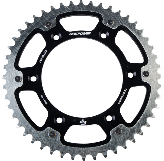 FIRE POWER Rear Sprocket Hybrid 48T Black/Silver for Gas - Gas 2021 - 2022 Models - Part Number FPH - 990 - 48 - BLK - Kelly Motorsports