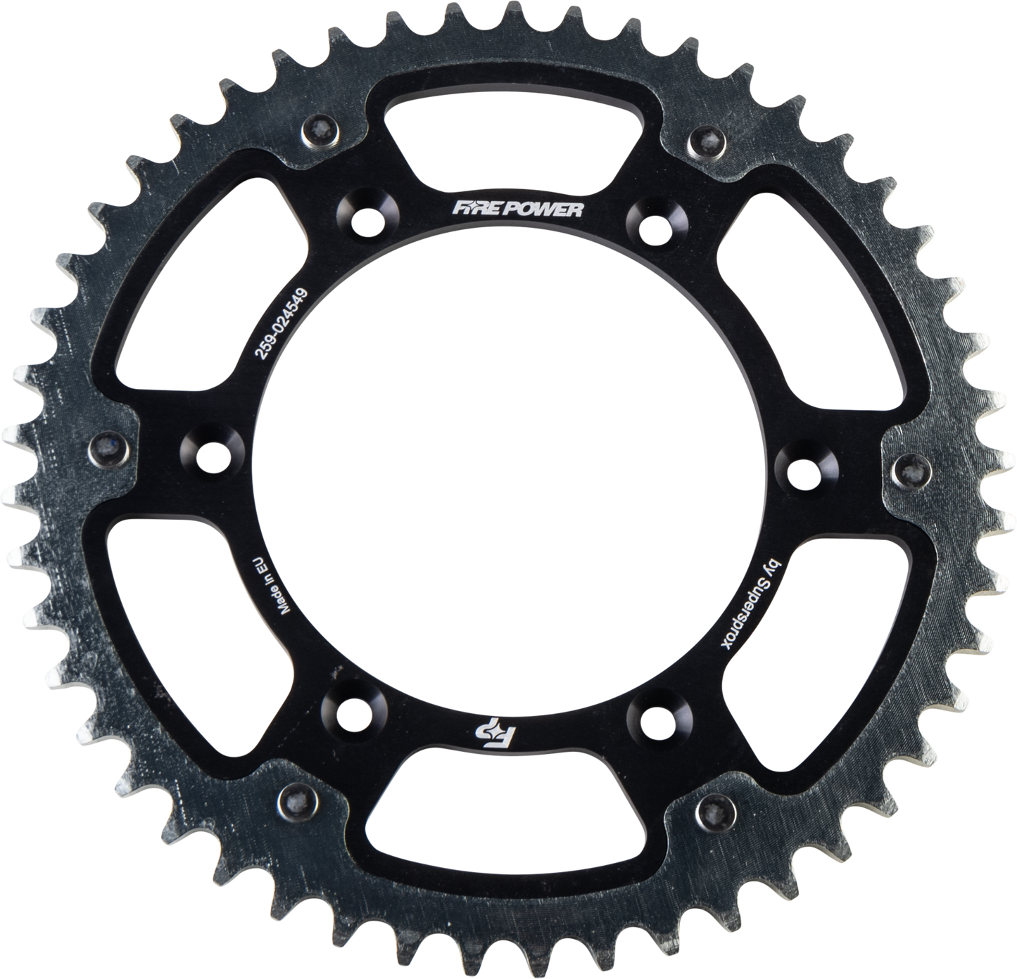 FIRE POWER Rear Sprocket Hybrid 49 - tooth Black/Silver - FPH - 245 - 49 - BLK - Kelly Motorsports