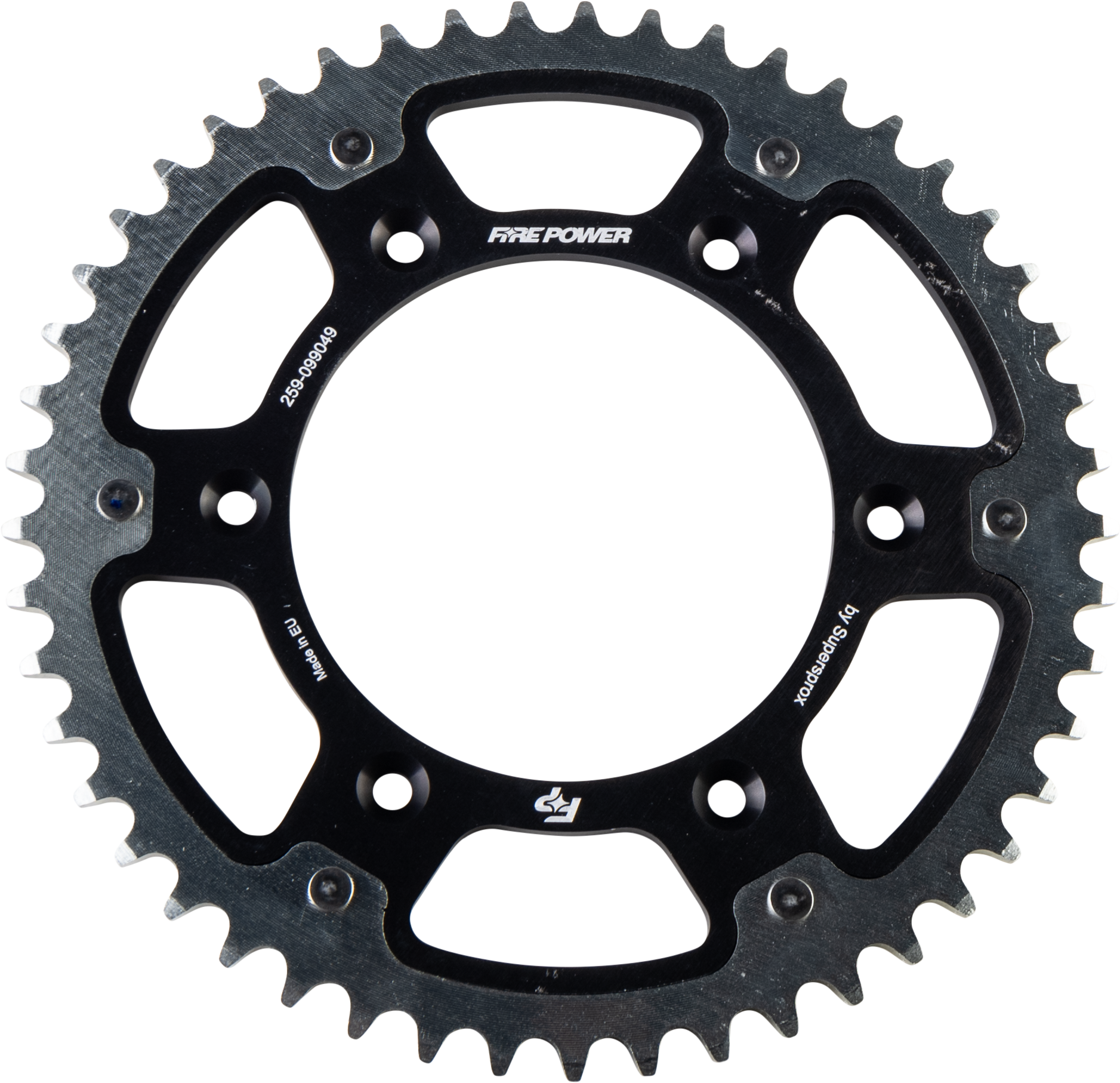 FIRE POWER Rear Sprocket Hybrid 49T Black/Silver for Gas - Gas Models - Part FPH - 990 - 49 - BLK - Kelly Motorsports