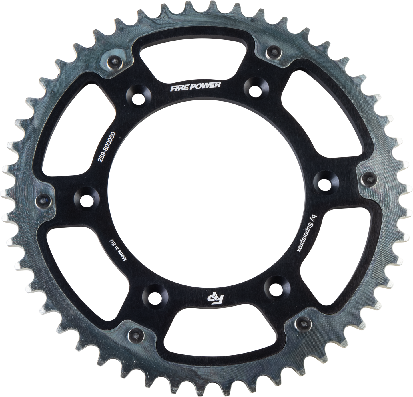 FIRE POWER Rear Sprocket Hybrid 50T Black/Silver for Beta Motorcycle Models FPH - 8000 - 50 - BLK - Kelly Motorsports