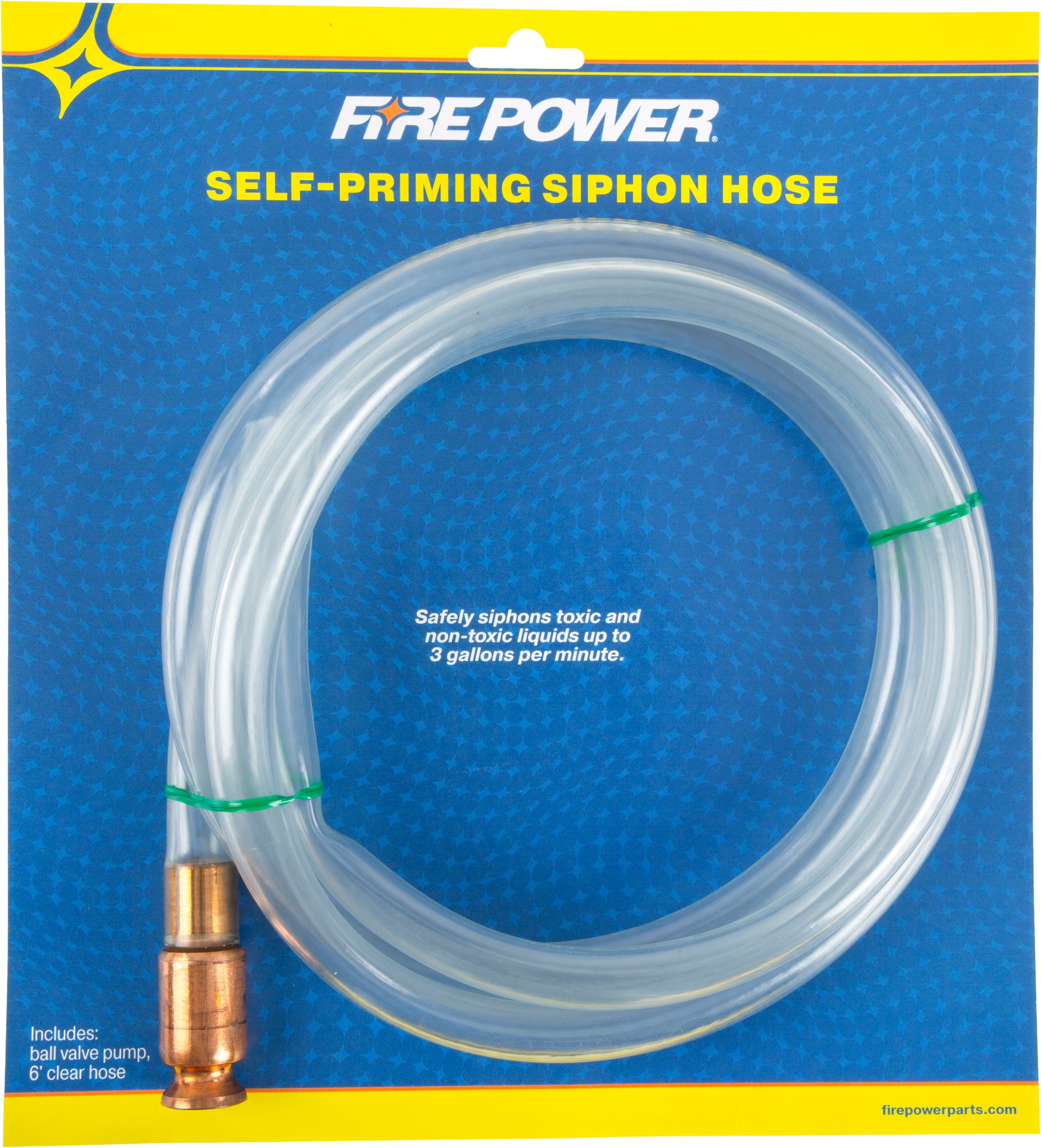 FIRE POWER Self Priming Siphon Hose 6' with Ball Valve - Easy Liquid Transfer for Fuels, Water, and Solvents - Kelly Motorsports