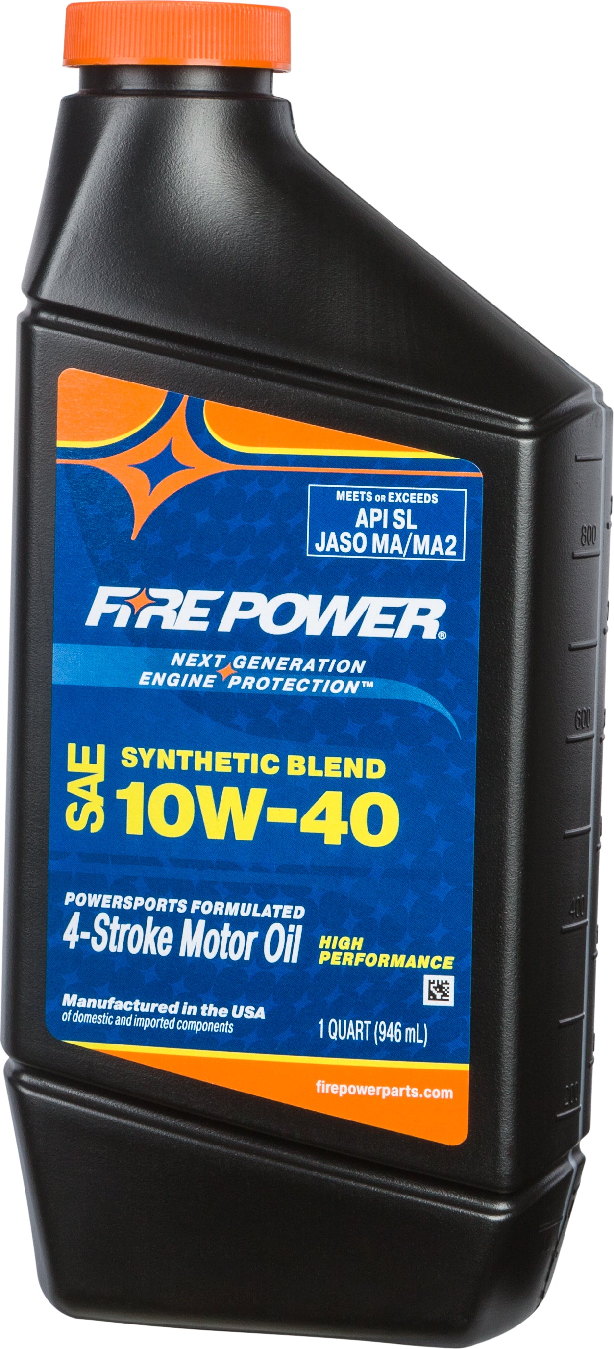 Fire Power Synthetic Blend 10W - 40 Motorcycle Oil – 1 Quart Bottle - Kelly Motorsports