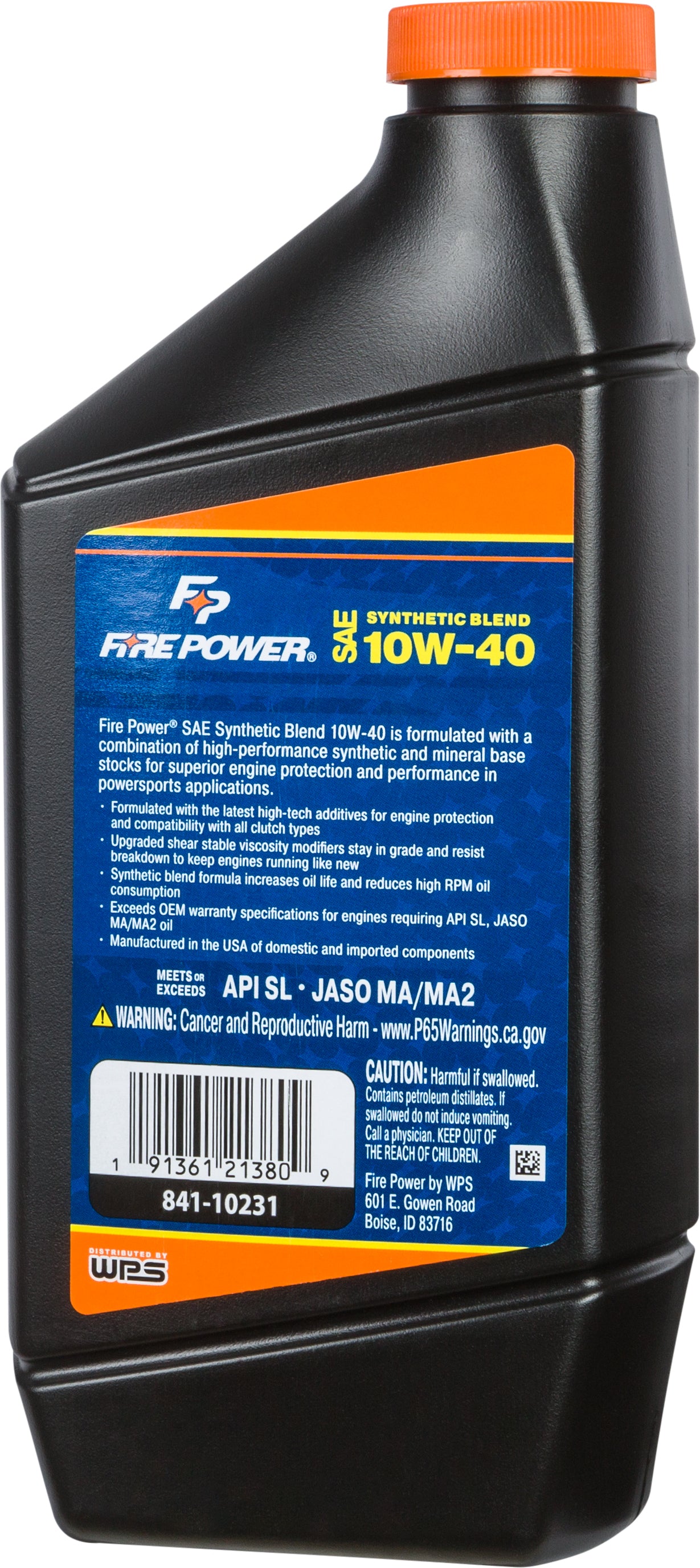 Fire Power Synthetic Blend 10W - 40 Motorcycle Oil – 1 Quart Bottle - Kelly Motorsports