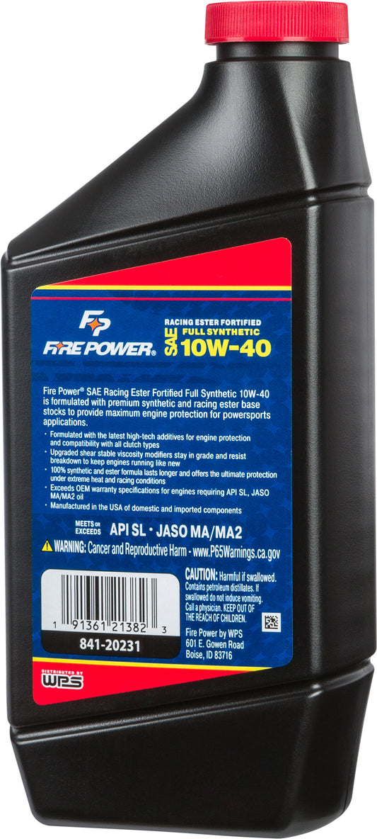 Fire Power Synthetic Ester Oil 10W - 40 4T Motorcycle Oil - 1 Quart Bottle - Kelly Motorsports
