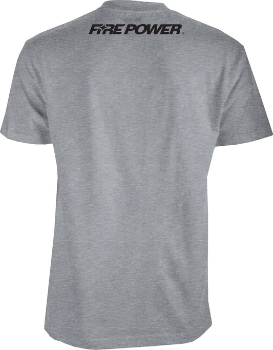 Fire Power Tee Grey Heather XL by FIRE POWER - Comfortable and Durable Athletic T-Shirt - Kelly Motorsports