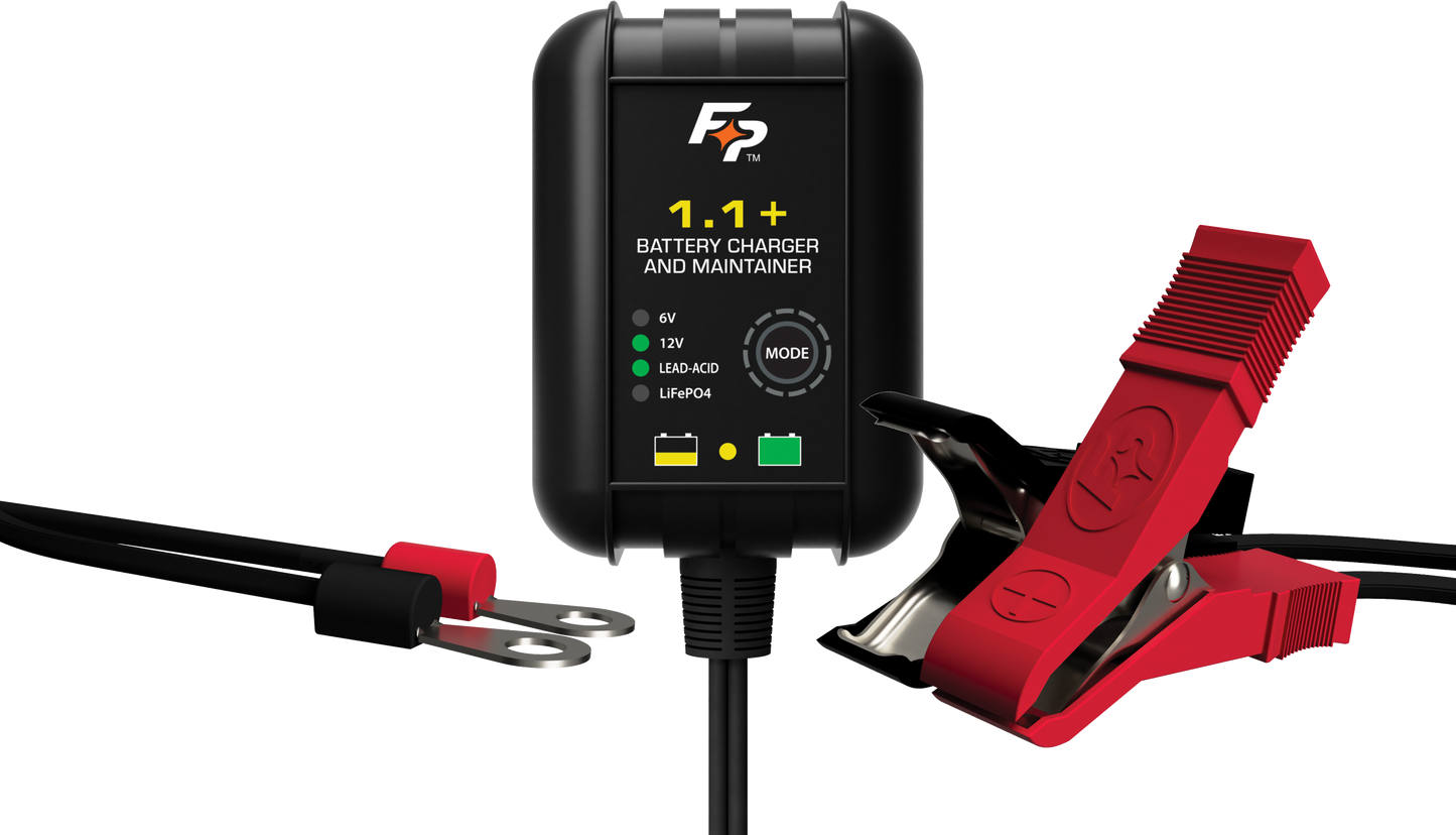 FIRE POWER Wall Mount Battery Charger 6V/12V 1.1A with Fully Automatic Operation - Kelly Motorsports