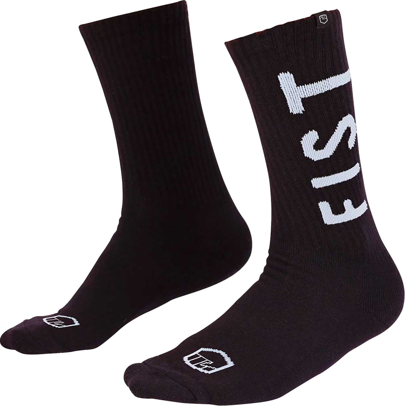 FIST HANDWEAR Spellout Crew Socks - Black Large/XL - Comfortable Cushioned Fit with Ventilation - Kelly Motorsports