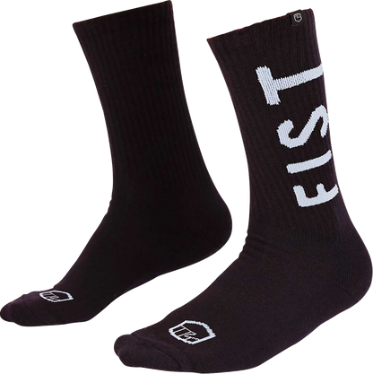 FIST HANDWEAR Spellout Crew Socks - Black Large/XL - Comfortable Cushioned Fit with Ventilation - Kelly Motorsports
