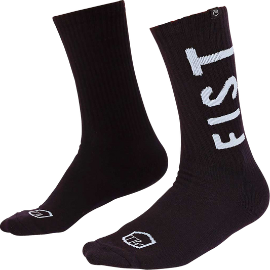 FIST HANDWEAR Spellout Crew Socks - Black Large/XL - Comfortable Cushioned Fit with Ventilation - Kelly Motorsports
