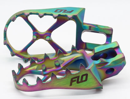 FLO MOTORSPORTS Titanium Foot Pegs Jet Fuel Gas/Hus/Ktm – Durable Billet Titanium Pedals for Off - Road Motorcycles - Kelly Motorsports