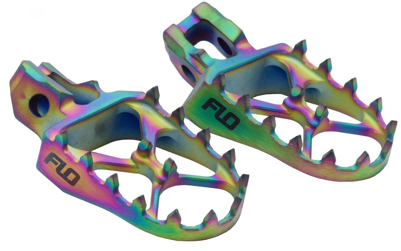 FLO MOTORSPORTS Titanium Foot Pegs Jet Fuel Honda/Kawasaki Part TI - 792JET - Kelly Motorsports