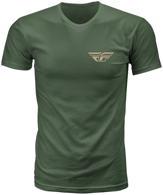 Fly Racing 354 - 0405S Fly Staple Tee Green Small - Premium Cotton Crew Neck T-Shirt - Kelly Motorsports