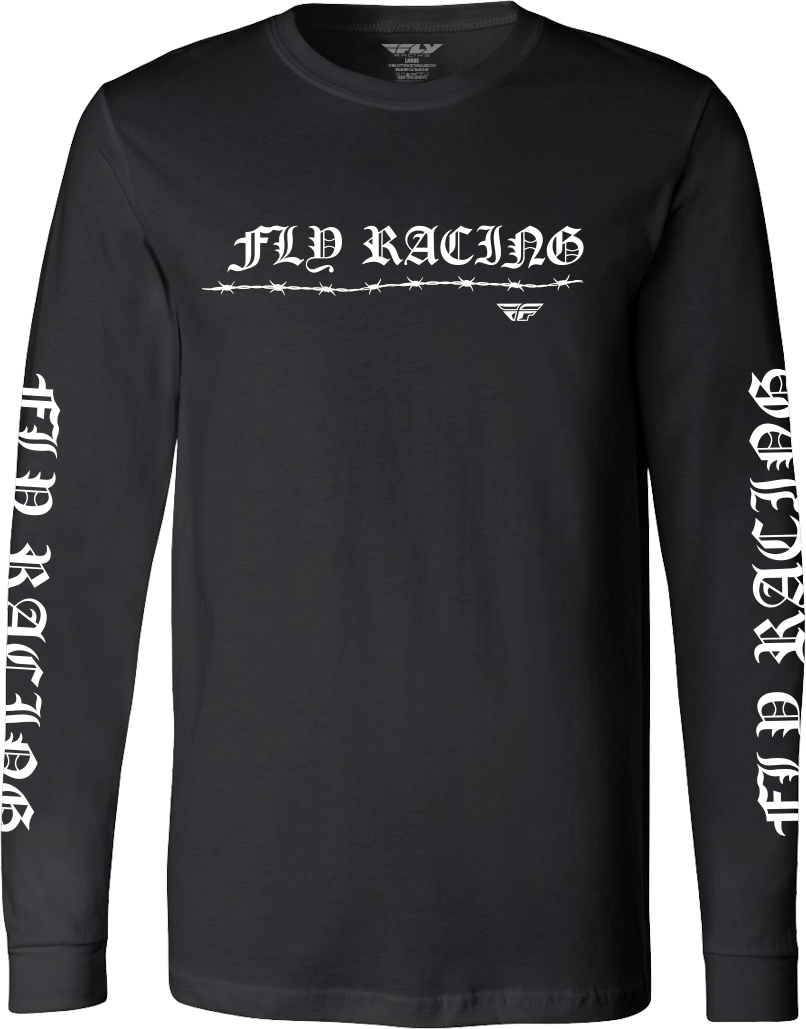 Fly Racing Barbed Wire Long Sleeve Black 2X - Premium Crew Neck Shirt - Kelly Motorsports