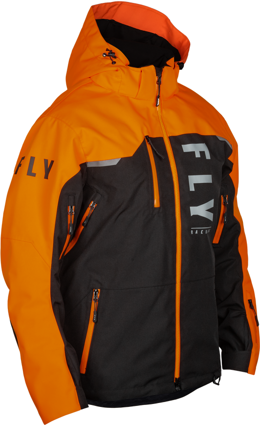 Fly Racing Carbon Jacket Black/Orange Large - Waterproof Snowboarding Jacket with Hydraguard Pro Technology - Kelly Motorsports