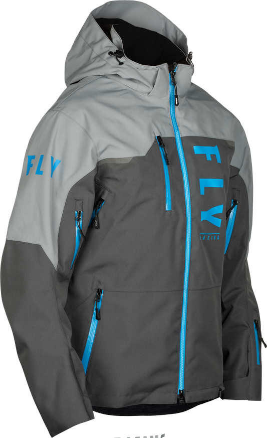 Fly Racing Carbon Jacket Grey/Blue Small – Lightweight Waterproof Snowboard Jacket with Breathable Technology - Kelly Motorsports