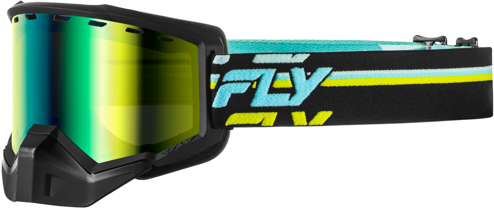 Fly Racing Focus Snow Goggle Blk/Hi Vis with Green Mirror and Yellow Lens - Kelly Motorsports