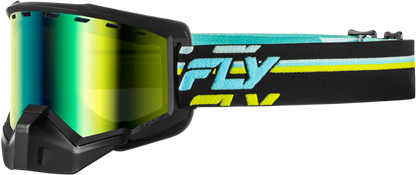 Fly Racing Focus Snow Goggle Blk/Hi Vis with Green Mirror and Yellow Lens - Kelly Motorsports