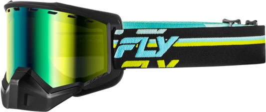Fly Racing Focus Snow Goggle Blk/Hi Vis with Green Mirror and Yellow Lens - Kelly Motorsports