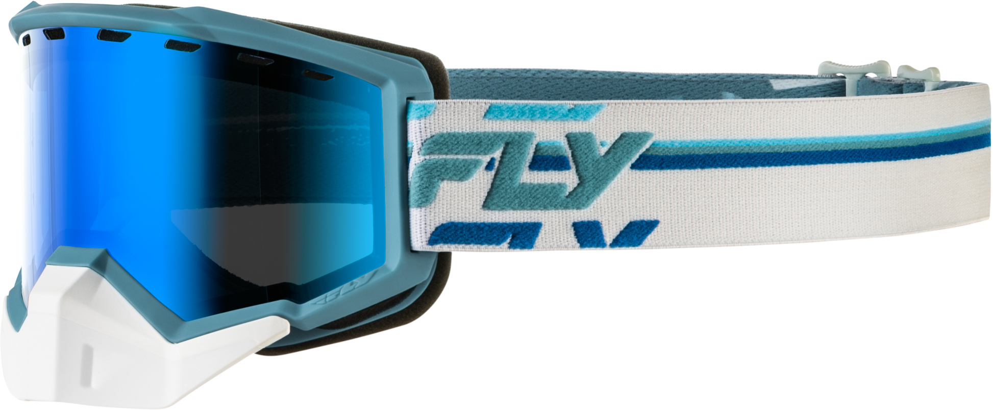 Fly Racing Focus Snow Goggle White/Blue with Blue Mirror Lens - Kelly Motorsports