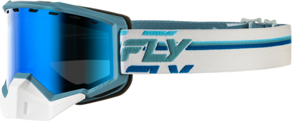 Fly Racing Focus Snow Goggle White/Blue with Blue Mirror Lens - Kelly Motorsports