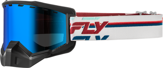 Fly Racing Focus Snow Goggle with Smoke and Dark Blue Lens - Red/White Frame - Kelly Motorsports