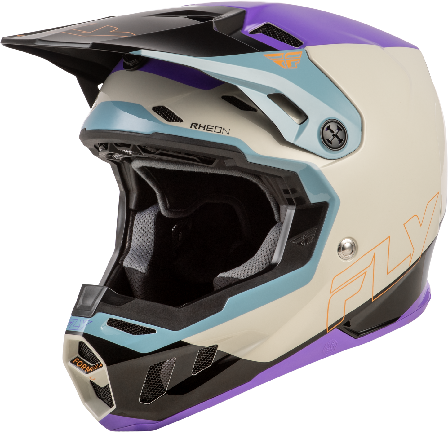 Fly Racing Formula CC Glide Helmet Purple, Stone & Black – Lightweight, Impact - Resistant Motorcycle Helmet with Advanced Safety Features - Kelly Motorsports