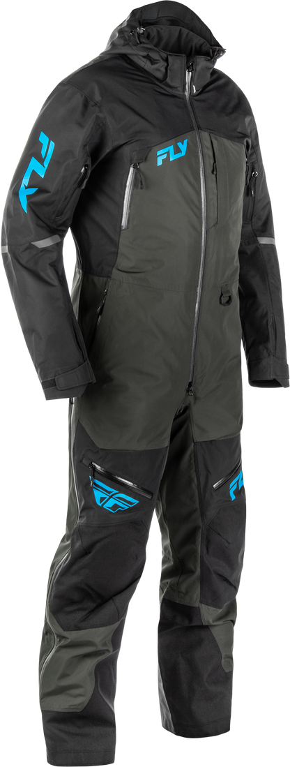 Fly Racing Incline Monosuit Black/Grey/Blue 2X – Waterproof and Breathable Snow Suit - Kelly Motorsports