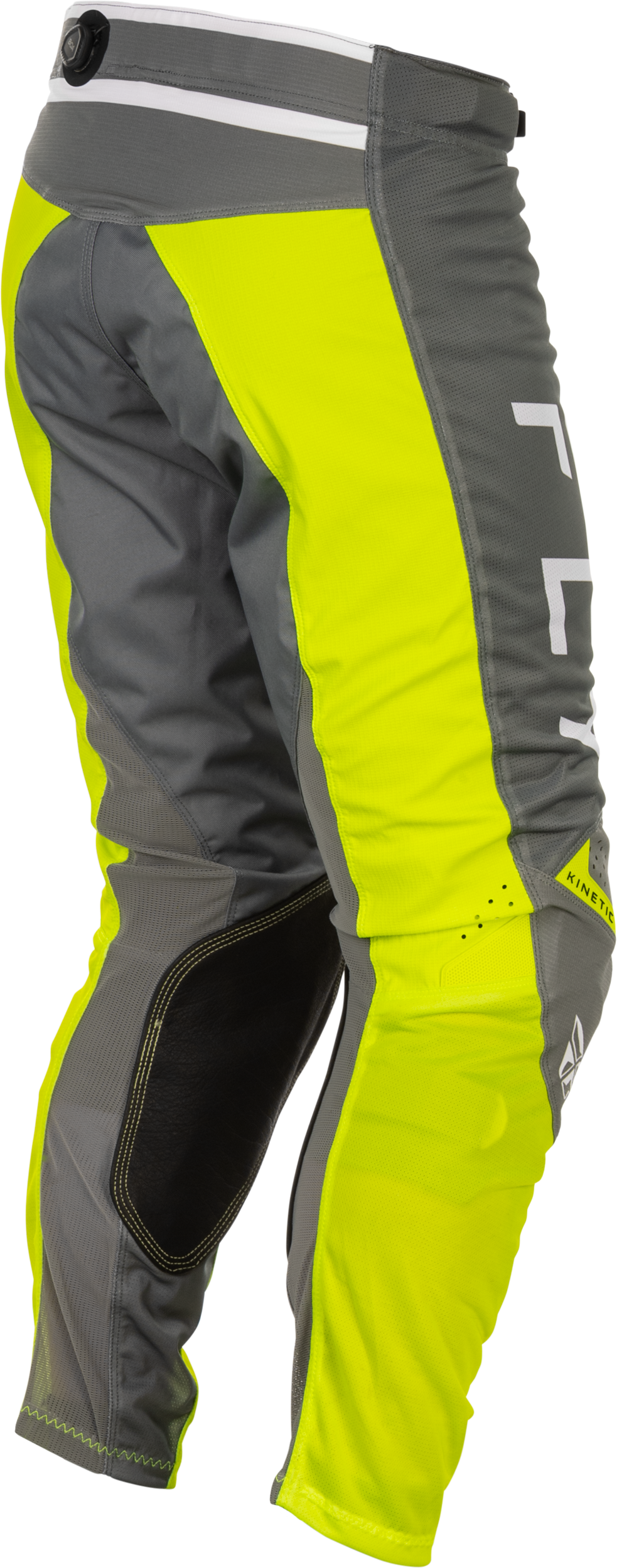 Fly Racing Kinetic Mesh Center Pants Grey/White/Hi Vis Size 28 with BOA Fit System - Kelly Motorsports