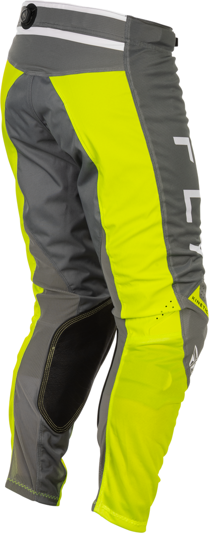 Fly Racing Kinetic Mesh Center Pants Grey/White/Hi Vis Size 28 with BOA Fit System - Kelly Motorsports
