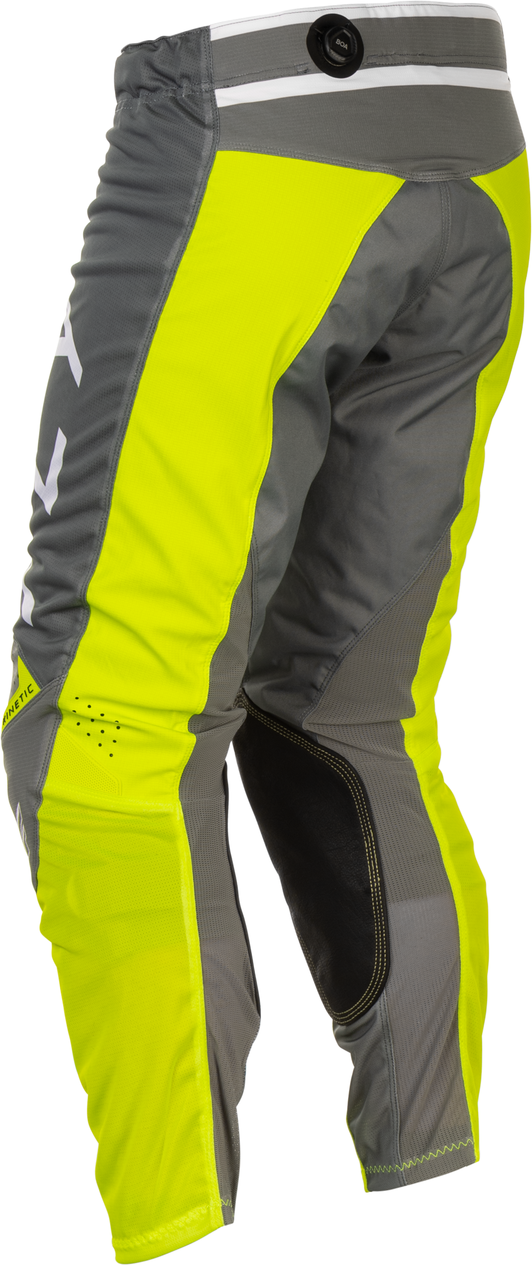 Fly Racing Kinetic Mesh Center Pants Grey/White/Hi Vis Size 28 with BOA Fit System - Kelly Motorsports