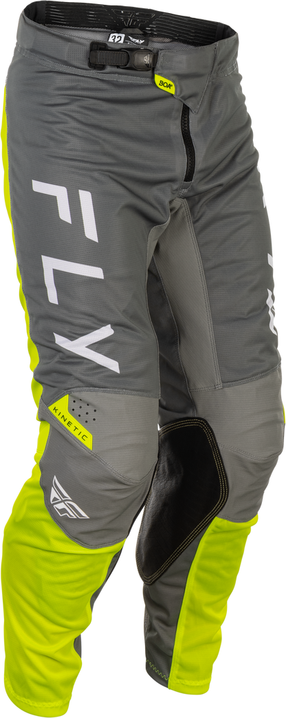 Fly Racing Kinetic Mesh Center Pants Grey/White/Hi Vis Size 32 - Kelly Motorsports