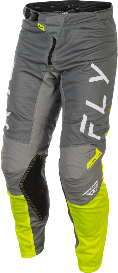 Fly Racing Kinetic Mesh Center Pants Grey/White/Hi Vis Size 32 - Kelly Motorsports