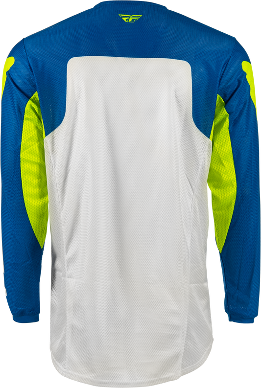 Fly Racing Kinetic Mesh Jersey Blue/White/Hi Vis 2X - Breathable Motocross Jersey - Kelly Motorsports