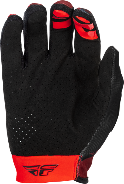 Fly Racing Lite Gloves Black/Red Large - Lightweight Performance Motorcycle Gloves - Kelly Motorsports