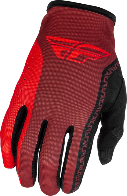Fly Racing Lite Gloves Black/Red Medium - Lightweight Minimalist Race Gloves with Touch Screen Compatibility - Kelly Motorsports