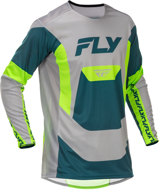 Fly Racing Lite Jersey Grey/Lime/Teal XL - Lightweight Motorcycle Jersey for Optimal Performance - Kelly Motorsports