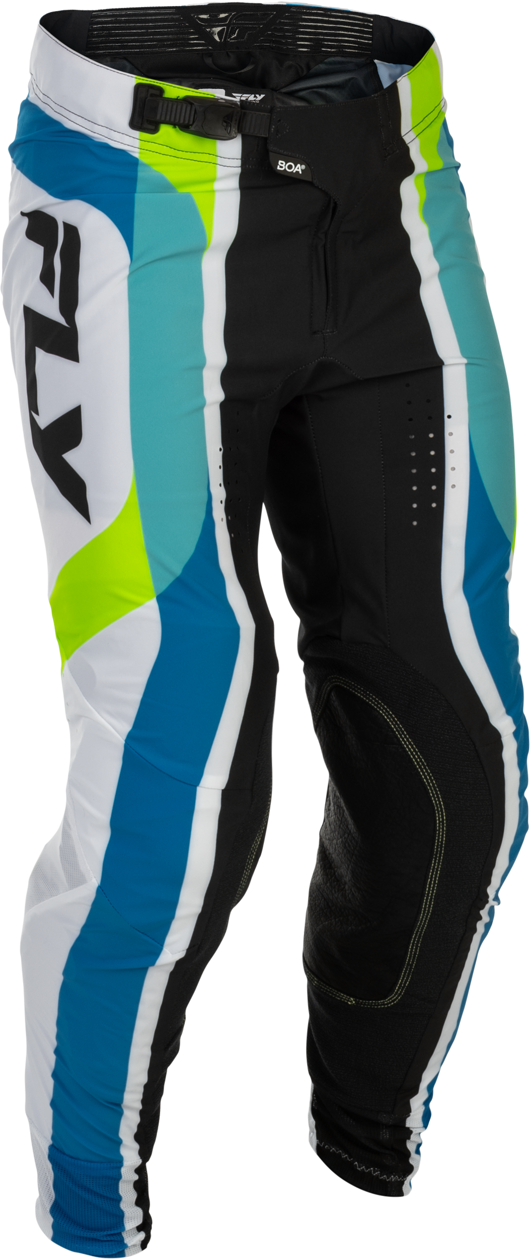 Fly Racing Lite Le Current Pants White/Lime/Blue Size 30 – Lightweight Motorcycle Riding Trousers with Removable Elastic Band and Kevlar Reinforcements - Kelly Motorsports