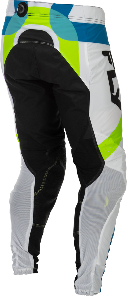 Fly Racing Lite Le Current Pants White/Lime/Blue Size 36 – Lightweight Motorcycle Riding Pants with Advanced Armor and Comfort Features - Kelly Motorsports