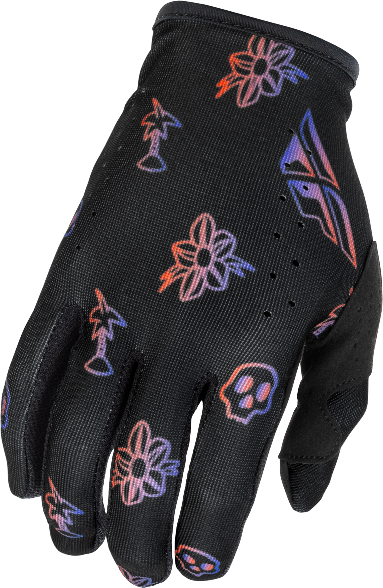 Fly Racing Lite Outline Gloves Black/Red/Purple Small - Touch Screen Compatible Motocross Gloves - Kelly Motorsports