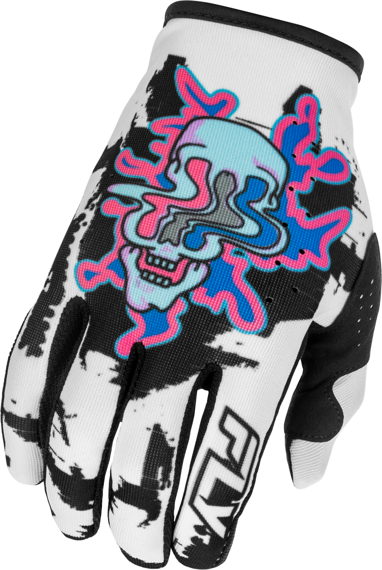Fly Racing Lite Warp Gloves White/Blue/Pink Small - Lightweight Minimalist Race Gloves with Touch Screen Compatibility - Kelly Motorsports