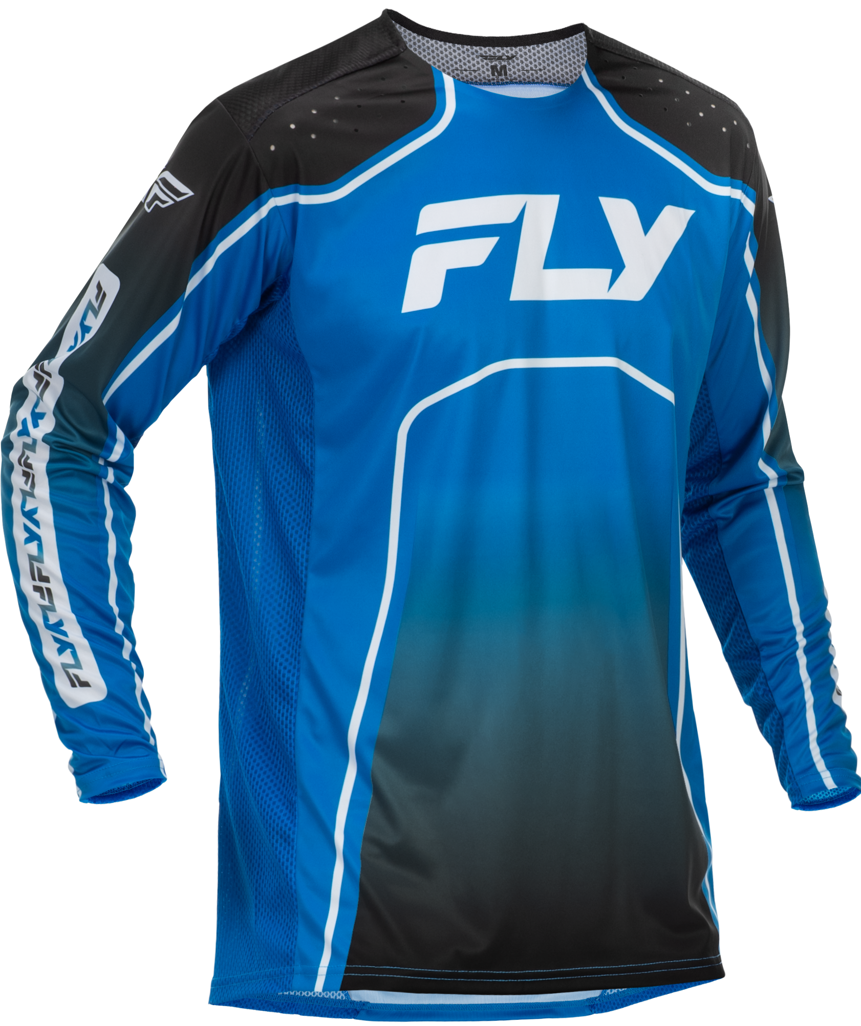 Fly Racing Rayce Bicycle Jersey Blue/Black/White Medium - Performance Long Sleeve Cycling Jersey - Kelly Motorsports