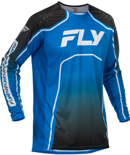 Fly Racing Rayce Bicycle Jersey Blue/Black/White Small - Long Sleeve Performance Cycling Top - Kelly Motorsports