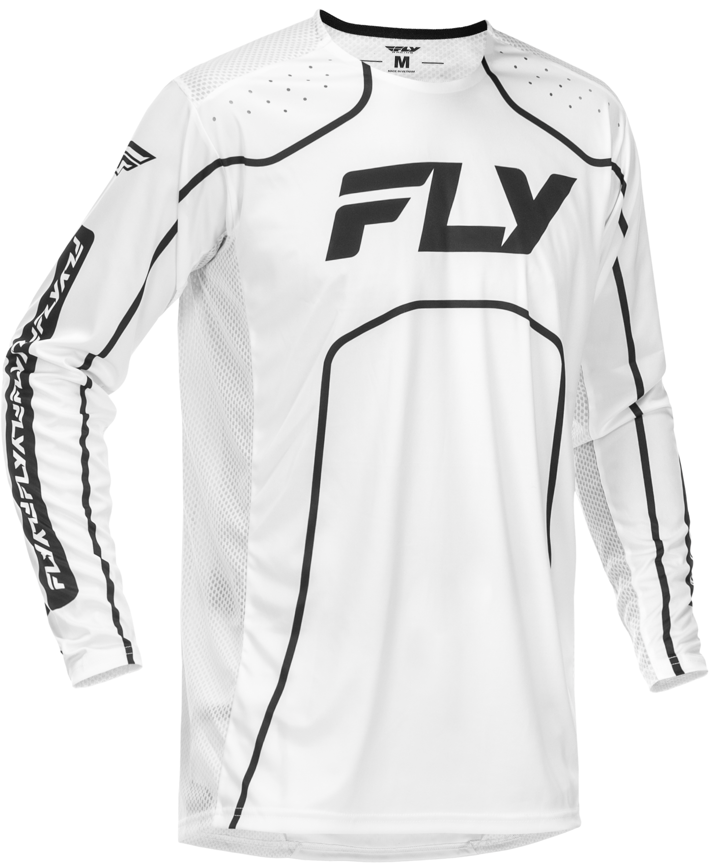 Fly Racing Rayce Bicycle Jersey White/Black Medium - Four - Way Stretch Performance Jersey - Kelly Motorsports